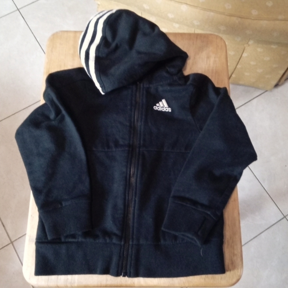 Adidas NWOT Kids Toddler Zip Up Hoodie Classic Bla